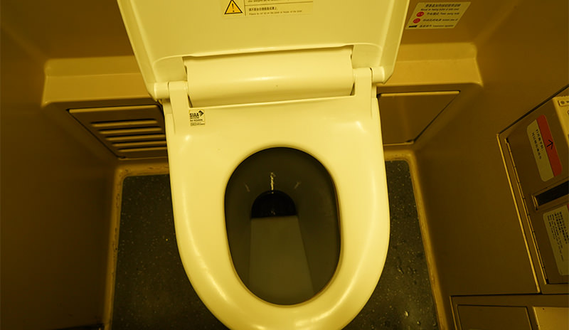 A toilet on a D train
