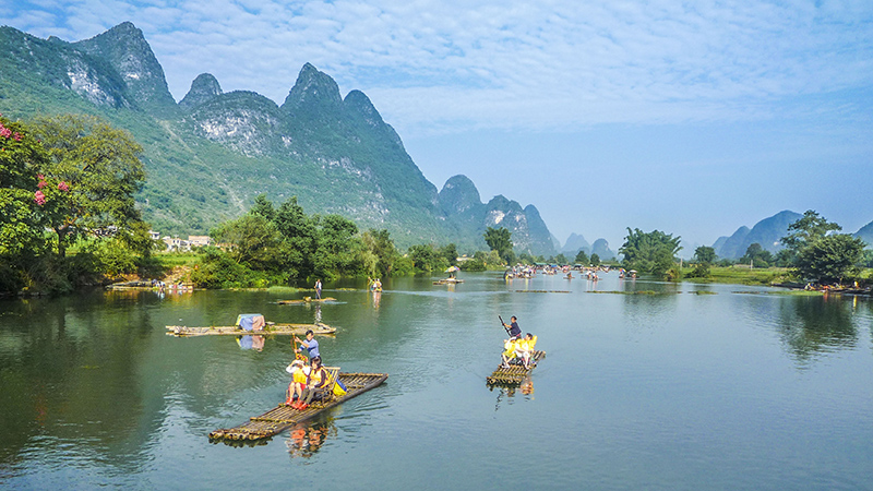 Bamboo Rafting in Yulong River, Guilin