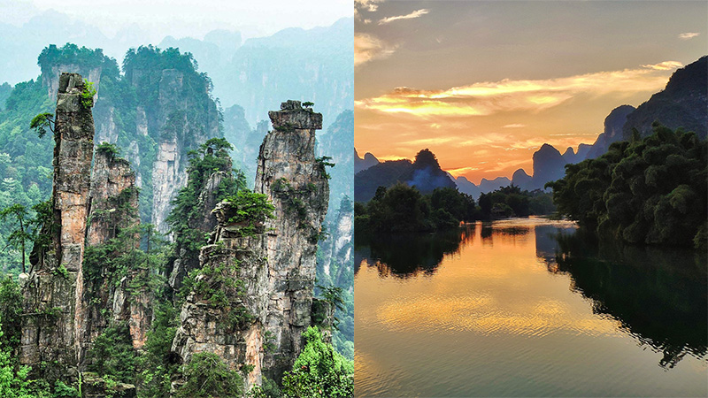 Typical Scenery in Zhangjiajie and Guilin