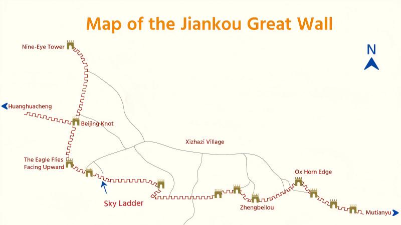 Map of Jiankou Great Wall