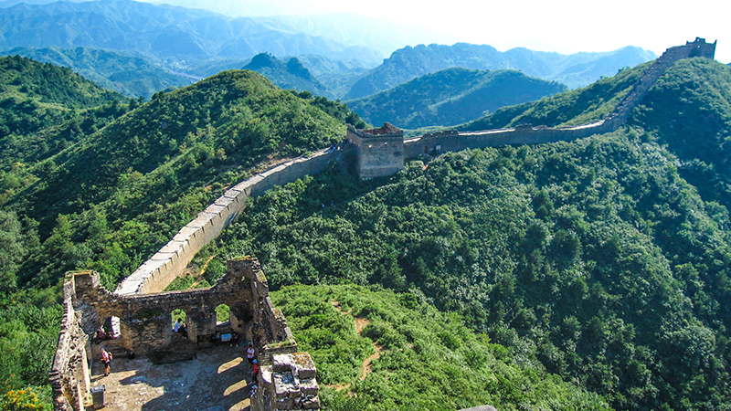 Jinshanling is surrounded by lush trees