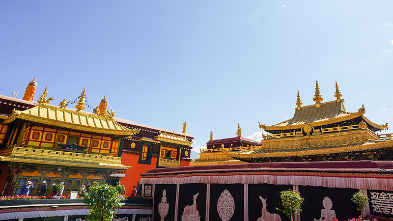 Jokhang Temple with Tibetan decorations