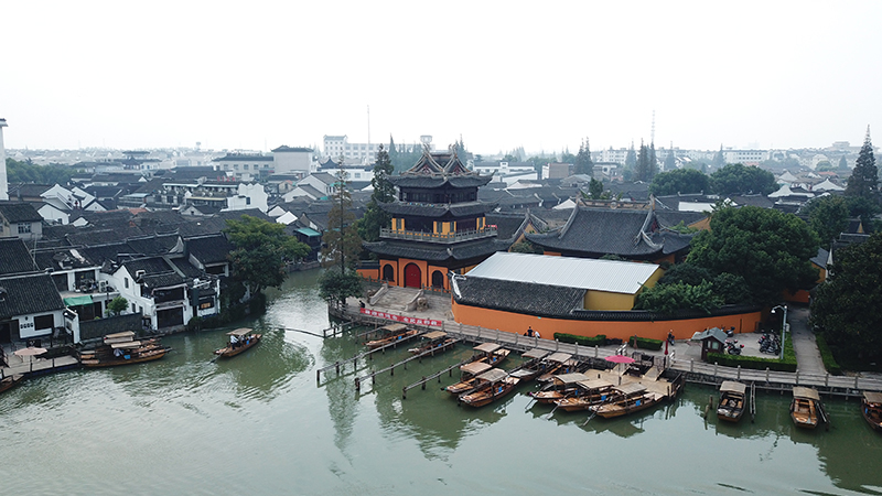 The aerial view of Zhujiajiao Water Town