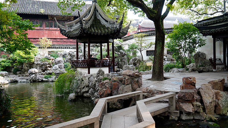 A bridge and pavilion in Yu Garden
