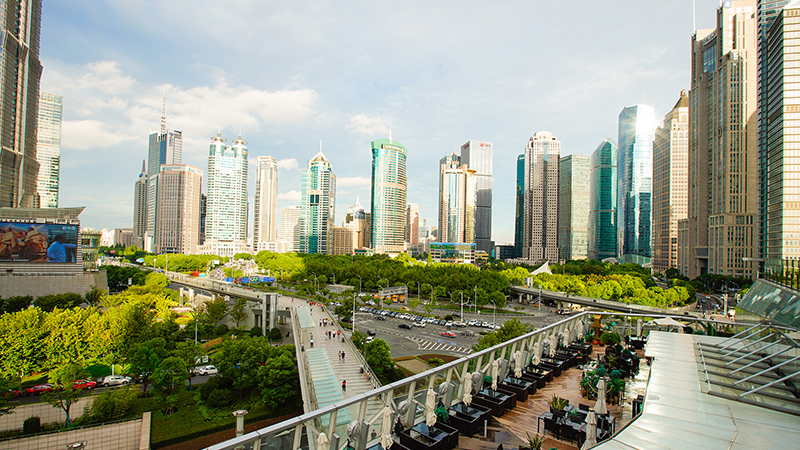 Shanghai city view on a sunny day