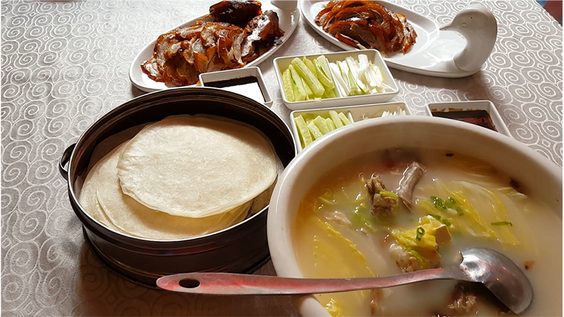 Duck bones soup cooked with vegetables