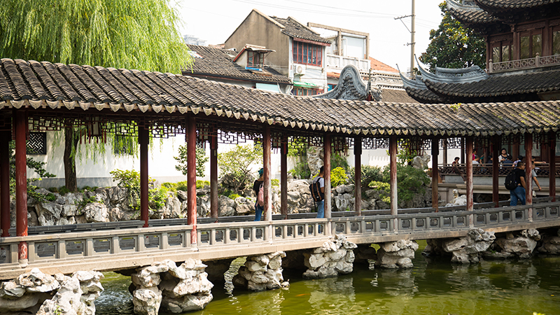 A long bridge in Yu Garden