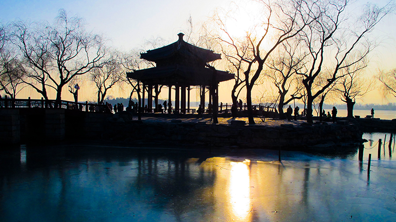 Sunset at the Heralding Spring Pavilion