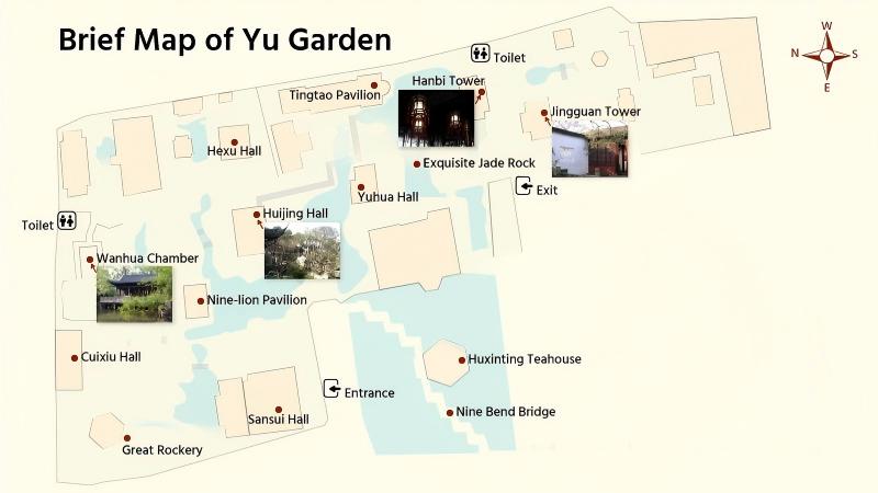 A map of what to see in Yu Garden