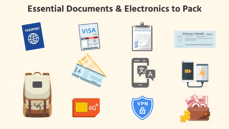 Necessary docs & digital equipment for a China tour