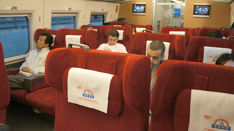 First class cabin of a high speed train
