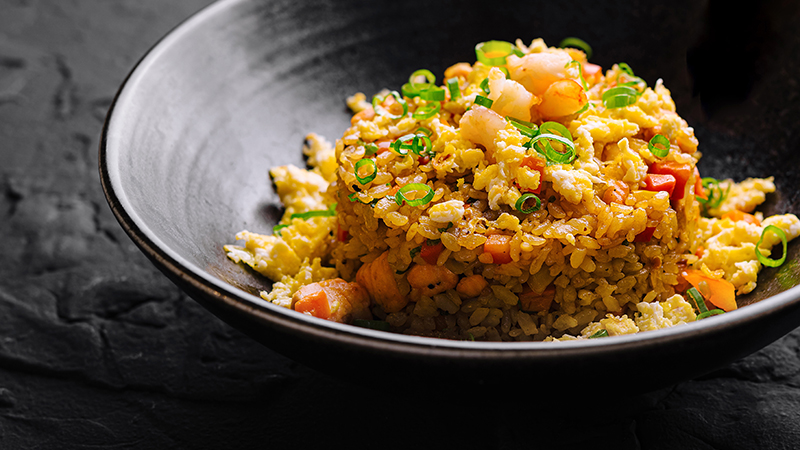 Fried rice with egg as topping