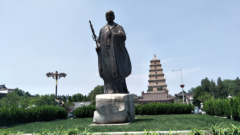 The Pagoda and the statue of Xuanzang
