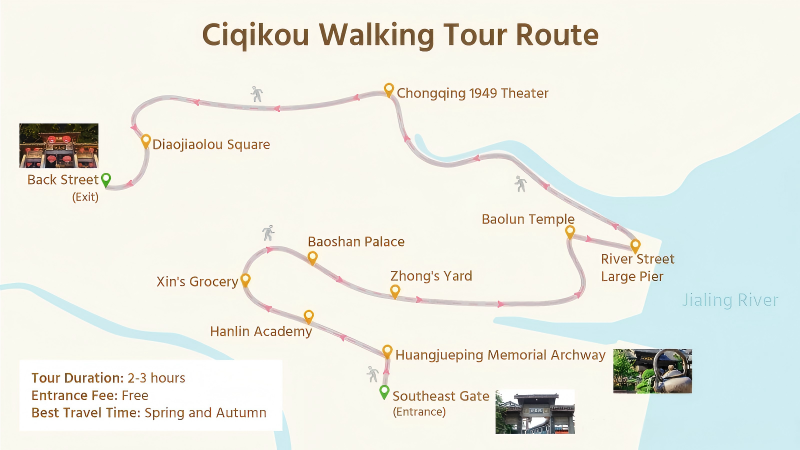Recommended Ciqikou walking route