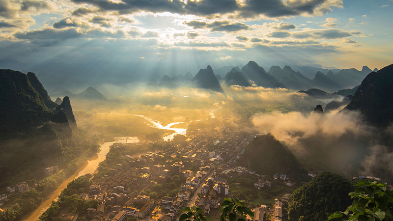 Foggy Li River in the morning