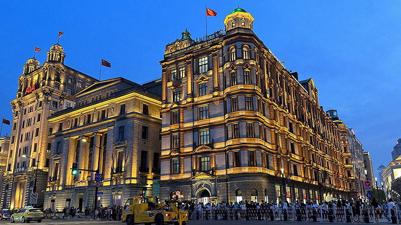 Night view of The Bund in Shanghai