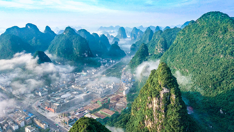 Aerial view of Yangshuo