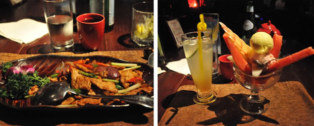 Spicy Pork and Vegetables and Dessert in Lost heaven on the Bound, Shanghai