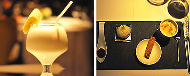 Brandy Alexander and Molecular Appetizers in Jade on 36 Restaurant
