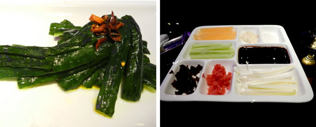 Pickle and Condiment’s for the Duck in Beijing-Da dong Roast Duck Restaurant