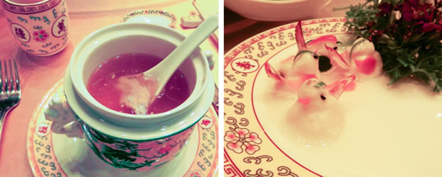 Venison Brain with Chinese Herb Soup and Bird Shaped Steamed Prawns in Beijing-Fangshan