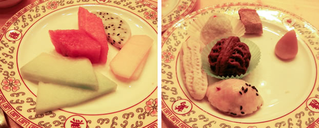 Mixed Fruits and Small Assorted Cakes