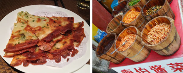 Scallion Pancakes and Spicy Picked Goodies in Huangshan