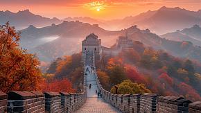 Great Wall in Autumn - AI Generated