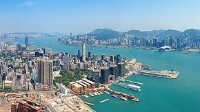 The aerial view of Victoria Peak in Hong Kong