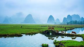 Countryside view of Guilin in spring